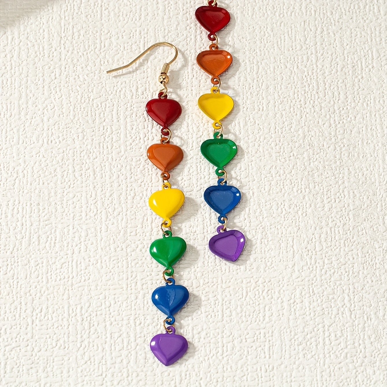 A Pair Of Elegant Multicolor Heart Pendant Necklaces For Women Party Wedding Banquet Performance Independence Day Gift