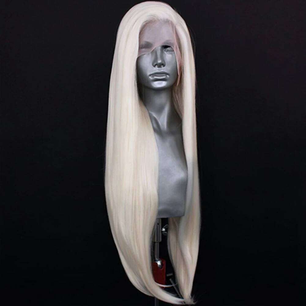 Platinum Blonde Wig Natural Front Wigs For Women Long Wave Lace Synthetic Hair Copper Red Cosplay Daily Wear