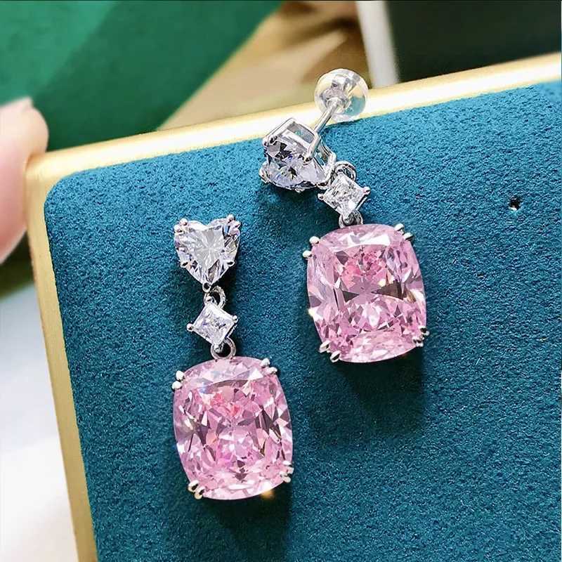 2025 New European and American Pink Earrings for Women Elegant Loving Sweet Light Luxury Geometric Jewelry Accessories Y250704