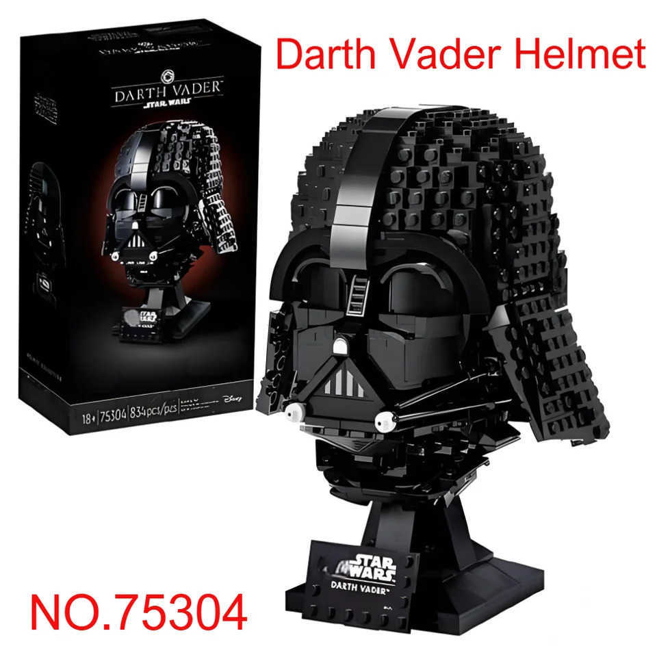 DISNEY 834pcs MINISO Disney Star Battle Imperial Starfighter Darth Vader Helmet 75304 Building Blocks Model for Holiday Birthday Gifts W20250704