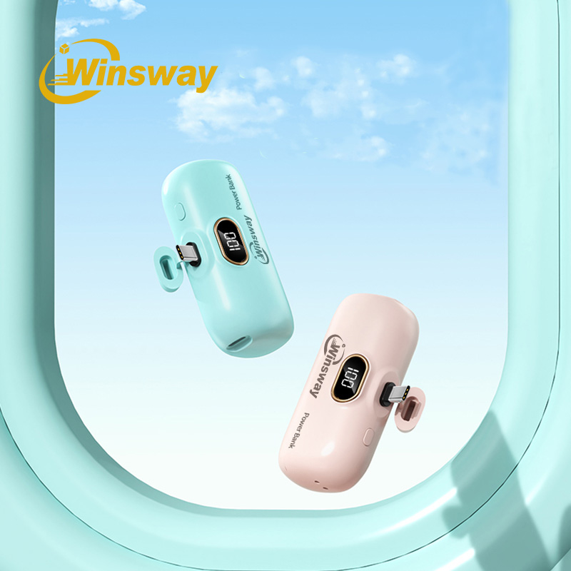 Winsway 5000mAh Mini Portable Power Bank Capsule Mobile Power Supply Emergency External Battery Fast Charger For iPhone 15/16