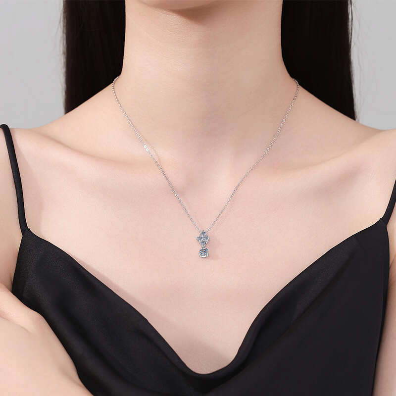 S925terling S925ier Pendant Women Light Korean VerS925ion 90% Full Dia D Color MoiS925S925anite Necklace 6c8