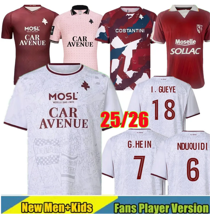 4XL 25 26 FC METZ Soccer Jerseys P. A.DIALLO JALLOW NIANE 03 04 MAZIZ UDOL maillots de foot YADE JOSEPH DANLEY SABALY 2025 2026 home away 3rd VAGNER BOULAYA football