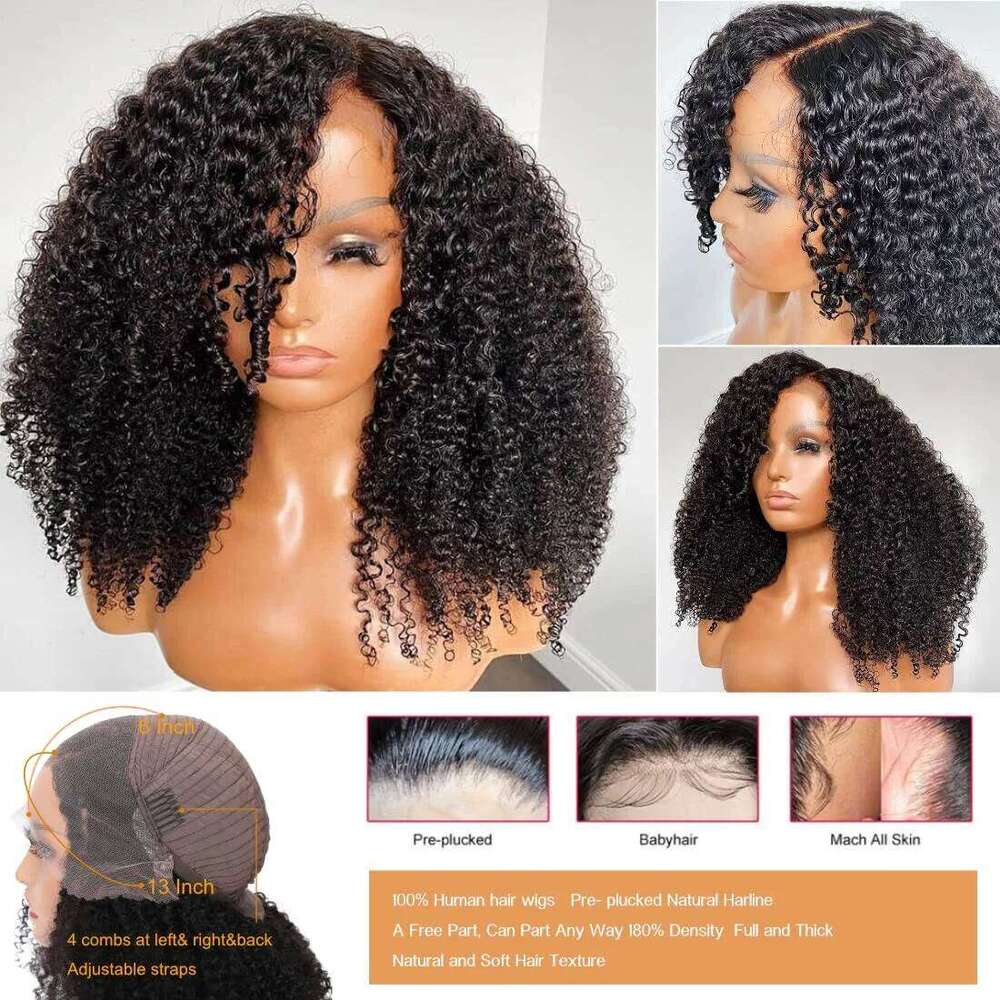 Curly 13x4 Lace Front Wigs PrePlucked Kinky curly Human Hair Wig For Black Women