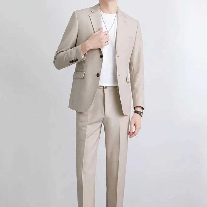Double Breasted Blazer Fashion Full Suit for Men Casual Luxury Pants Elegant Clothing Spring Autumn Youth 2 Piece Outfit Set Man X250704