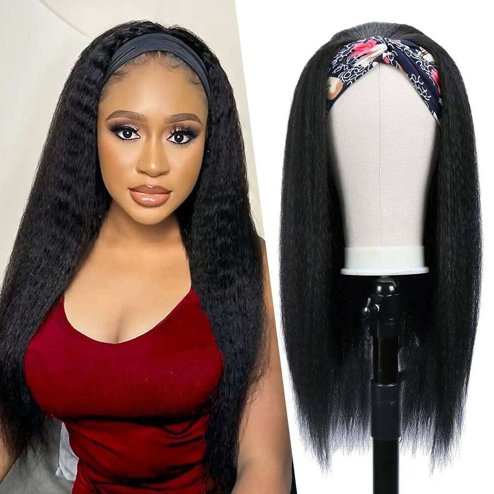 Headband Wigs For Black Women Brazilian Remy Kinky Straight Human Hair Wig Ready To Wear And Go Beginner Friendly