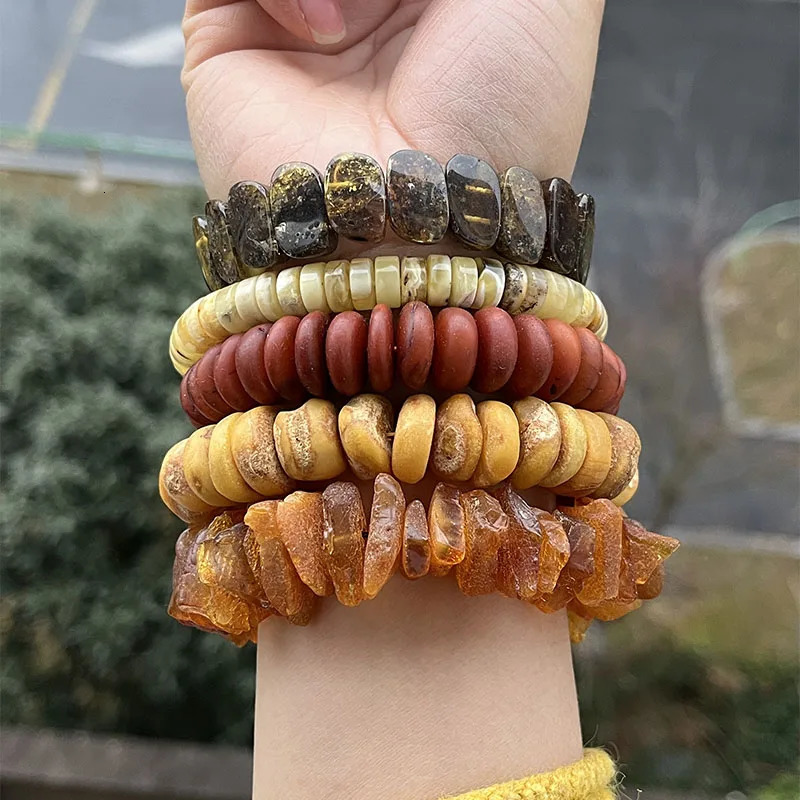 Original Amber Bracelets for Unisex Genuine Irregular Beads Natural Black Green Healing Jewelry Factory Unique Gift 250628