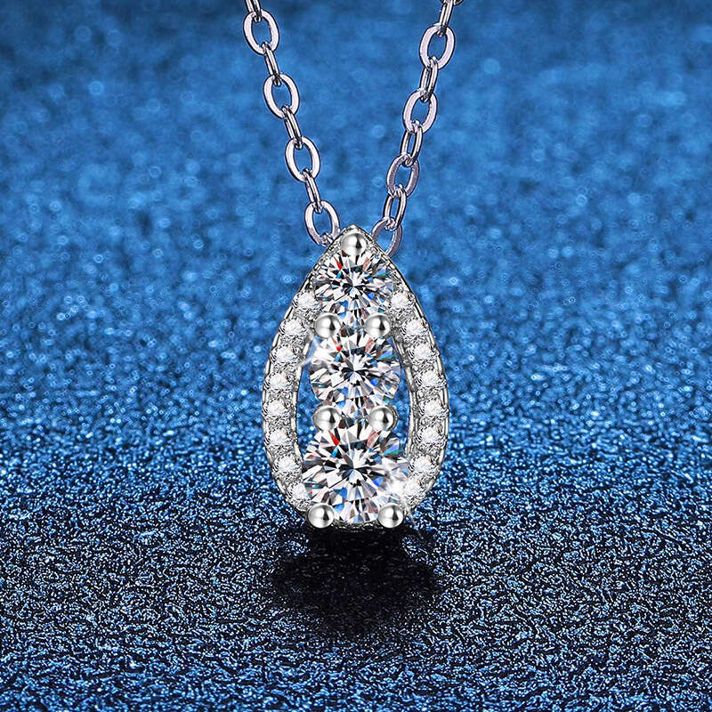 S925terling S925ier Pendant Female caS925ual faS925hion Water Drop 60 PointS925 D Color MoiS925S925anite Necklace cde
