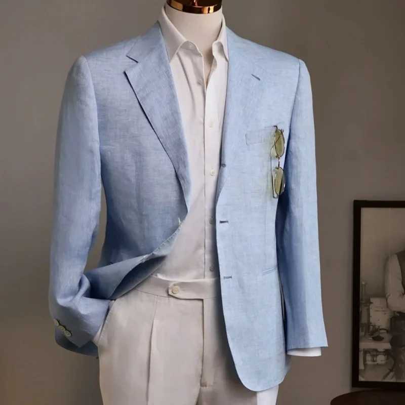 Summer Linen Casual Breathable Small Suit Mens Lightweight Breathable Half-Lining Slim Suit Jacket Retro Italian Trend X250704
