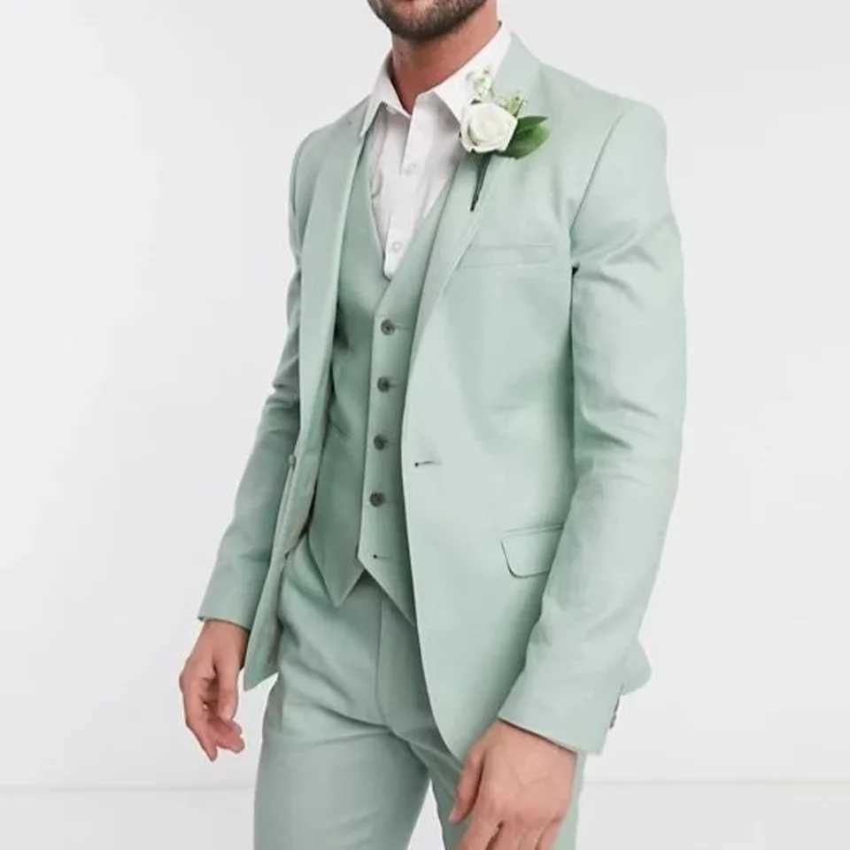 Mint Green Notch Lapel Mens Suits Wedding Tuxedo Bespoke Elegant Blazer 2025 Fashion Design 3-Piece Jacket+Pants+Vest Costume X250704