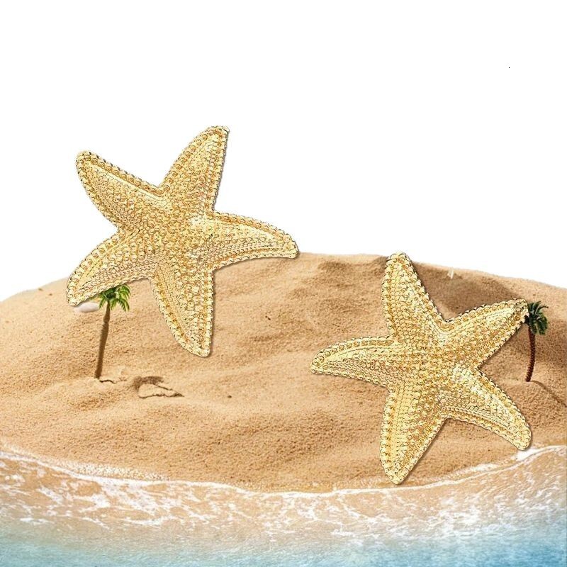 New Ocean Style Series Jewelry Set Fashion Personality Pentagram Texture Earrings Starfish Ring
