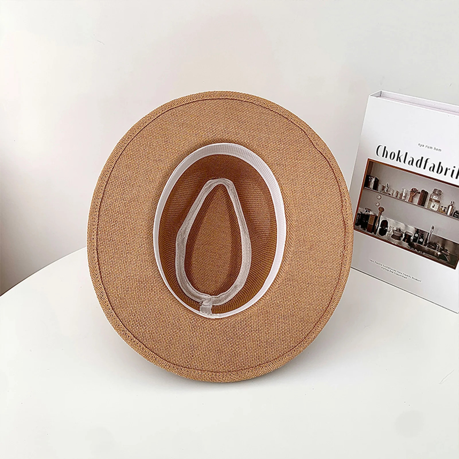 Fashion Summer Casual Unisex Beach Trilby Large Brim Jazz Sun Hat Panama Hat Paper Straw Women Men Cap With Black Ribbon 250701