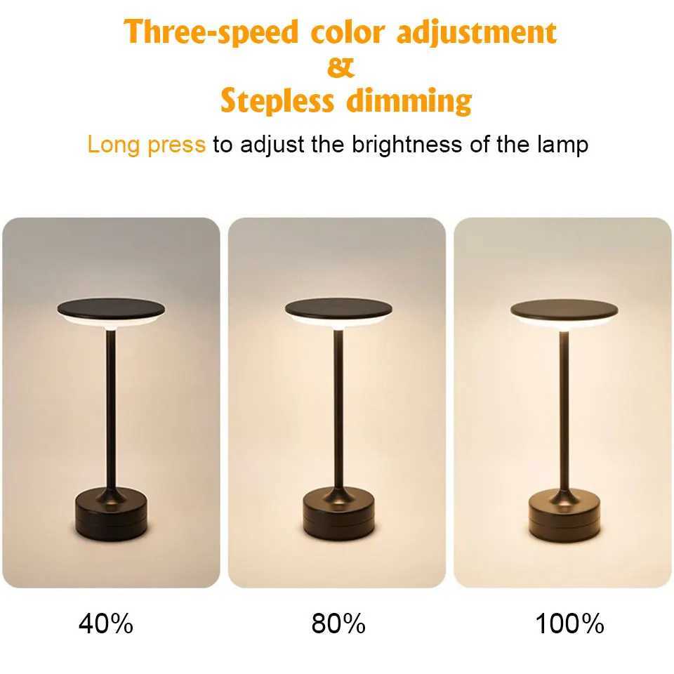LED Table Lamp Touch Sensor Night Light USB Rechargeable Portable Bedroom Night Light Wireless Reading Lamp for Restaurant Hotel Bar XJ250703