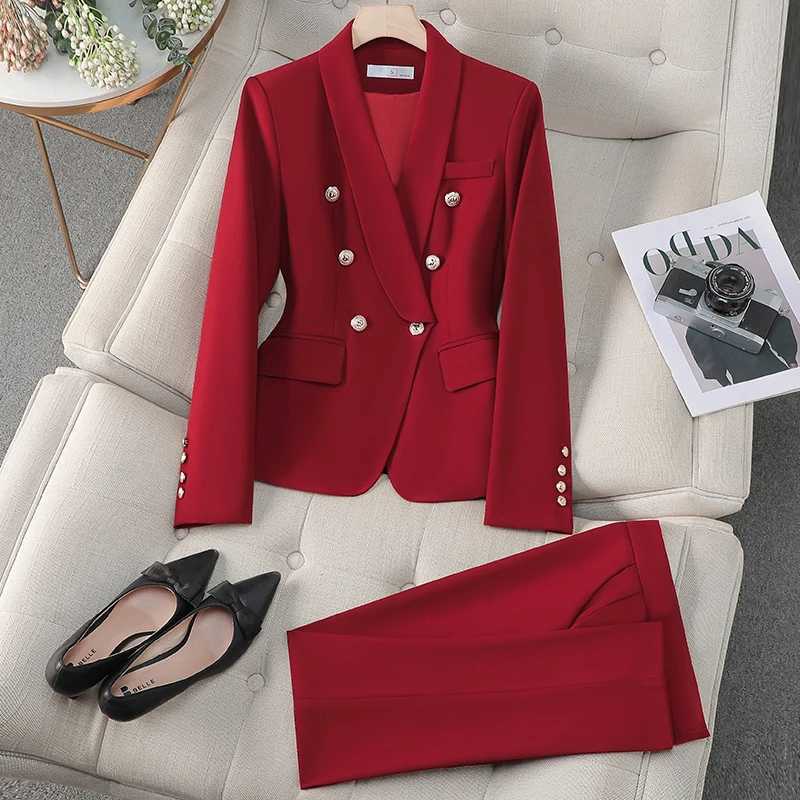 ZJYT Spring 2025 New Office Lady Business Formal Blazer Set Pants 2 Pieces Womens Outfit Elegant Plus Size Jacket Trousers Suit X250704
