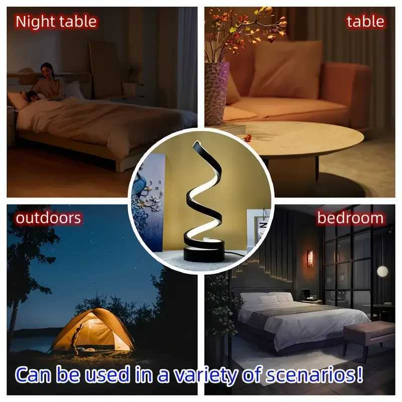 3 Color Adjustable Spiral LED Table Lamp Dimmable Gooseneck Metal Desk Light USB Powered for Office Bedroom Living Room XJ250703