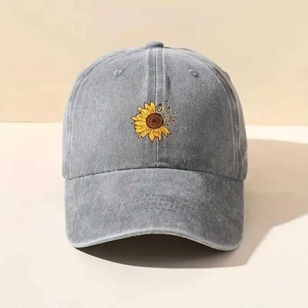 Flower Hat Washing Printing Sunshade Outdoor Cap Duck Tongue Cap Men Wens Solid Color Suower Denim Cap X250704