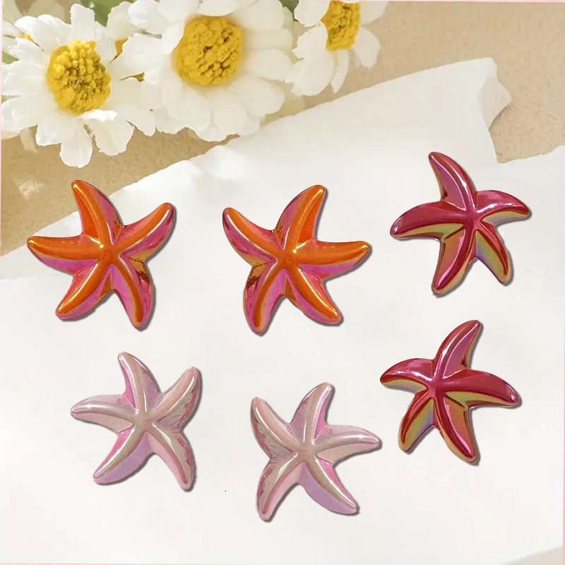 Laser Starfish Resin Earrings Colorful Elegant Vacation Ocean Style Beach