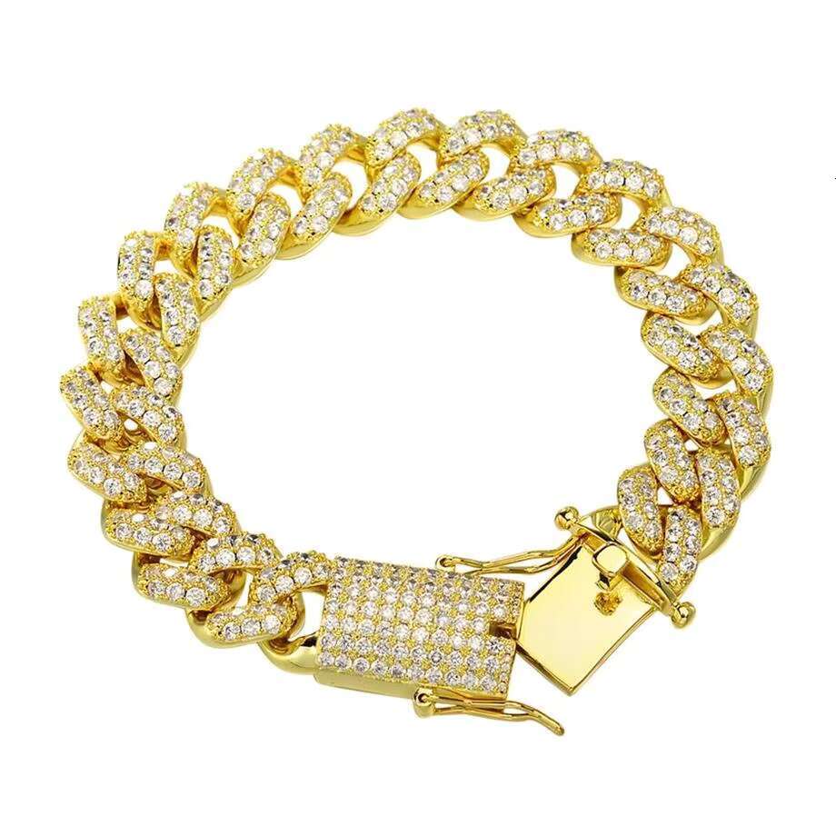 Hiphop Custom Jewelry VVS Moissanite 30Mm Gold Plated 925 Sterling Silver Cuban Chain Link Bracelet for Men