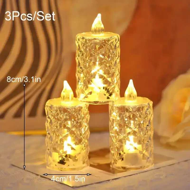 Crystal Flameless Candle Light Flameless LED Crystal Candle Light Clear Shell Crystal Candle Light Ornament W250704