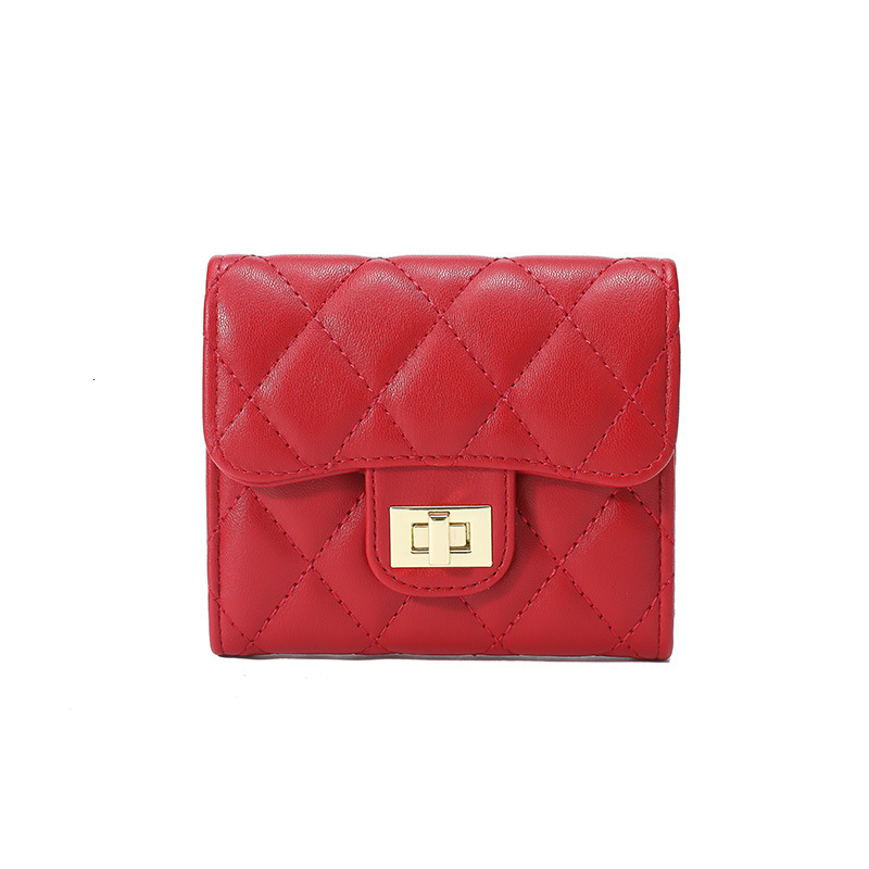 Free Shipping Designer Bag 2025 New Korean Style Card Holder For Women Small And Exquisite High-end Quilted Locking ID Student Wallet