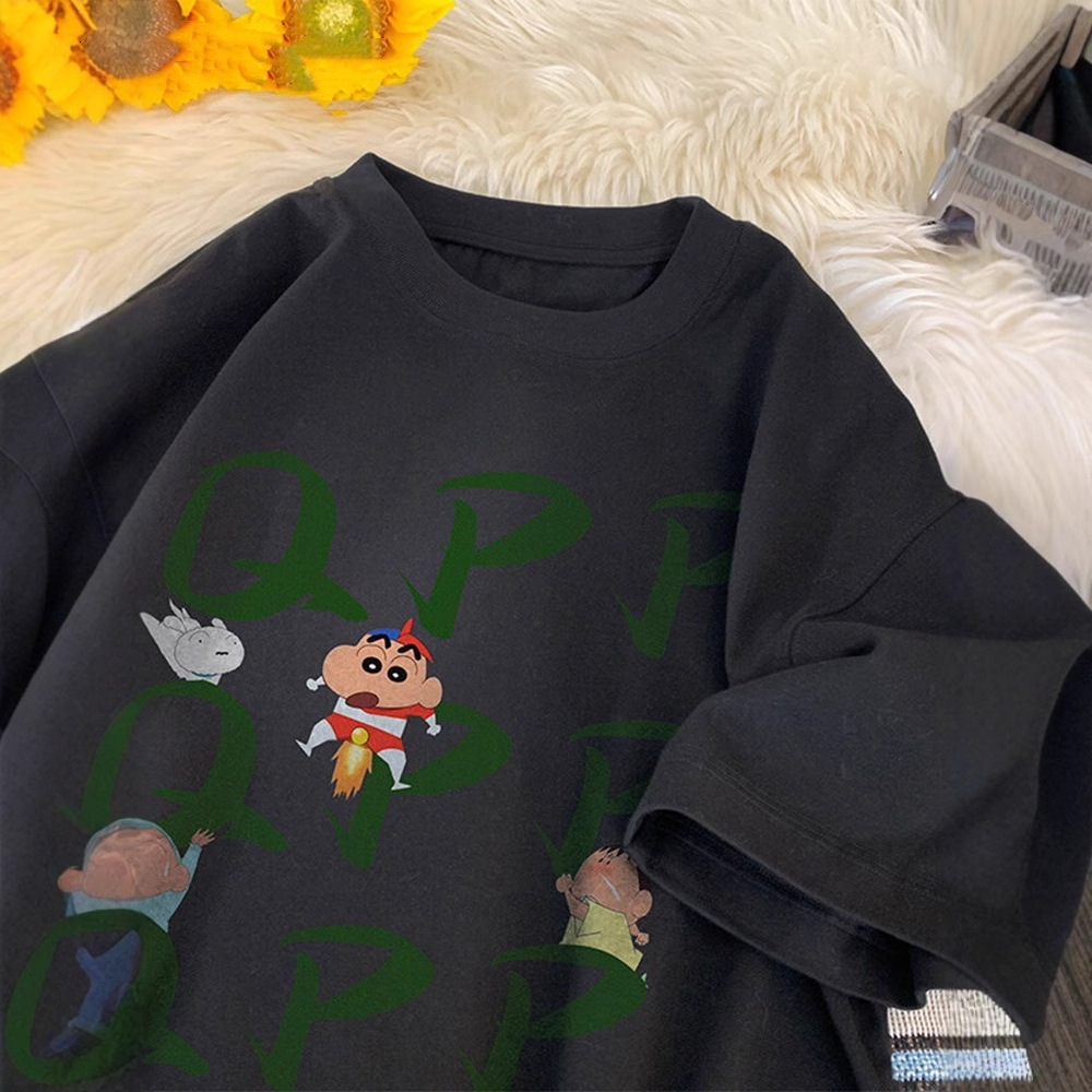 Crayon Shin-chan Fun Spoof Designer Short Sleeves T-shirt For Men 2025 Summer Thin Loose Casual Versatile Gift For Friends Half-sleeve Tee