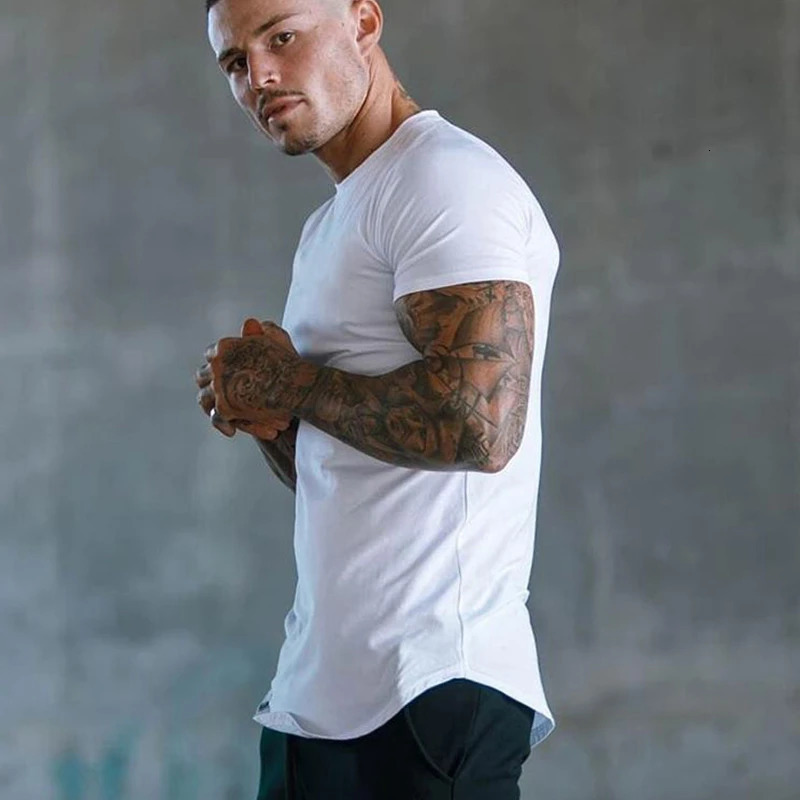 Plain Clothing Fashion T Shirt Men Cotton Breathable Fitness Mens Short Sleeve T-shirt Gym Tshirt Summer Tight Tee Shirt Homme 250704