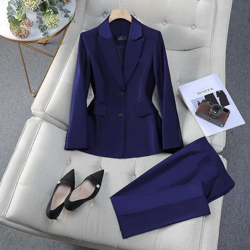 ZJYT Elegant Womens Blazer Trousers Sets for Women 2 Pieces Office Lady Work Outfit Plus Size Autumn Matching Pants Sets Suits X250704