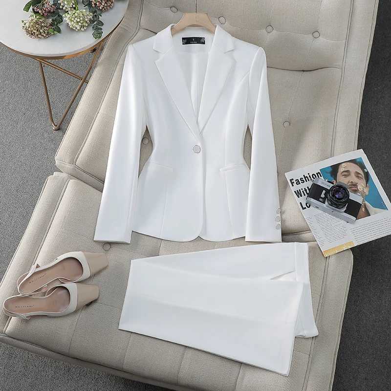 ZJYT Fashion Spring Ladies Pant Suit Women Office Business Formal One Button Blazer Trousers Set Two Piece Outfit Plus Size X250704