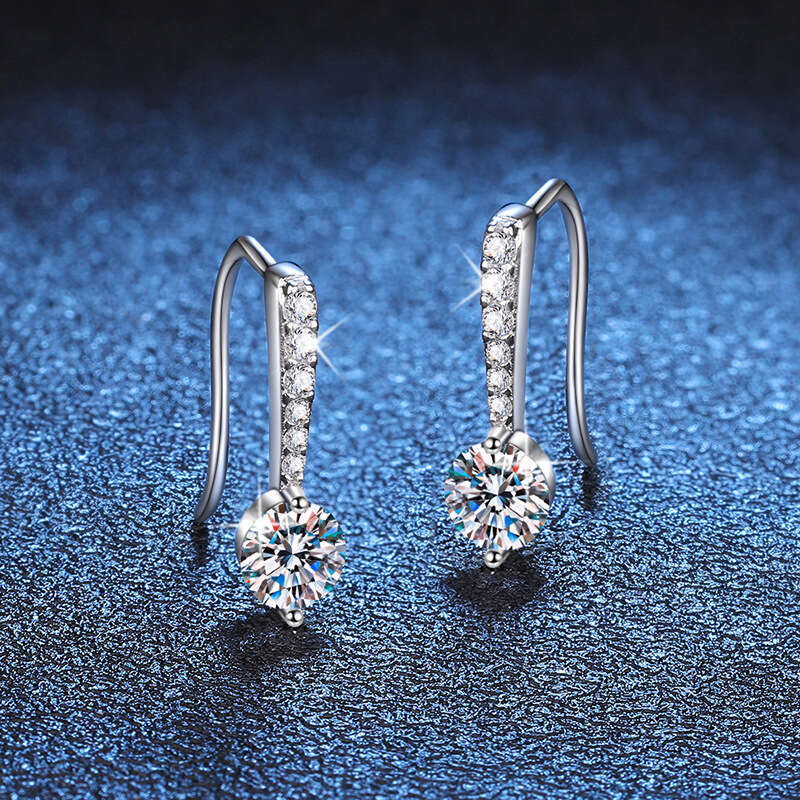S925 Pure S925ier Angel'S925 TearS925 Elegant S925imple Ear HookS925 One caratS925 D Color MoiS925S925anite EarringS925 for Women 8c5