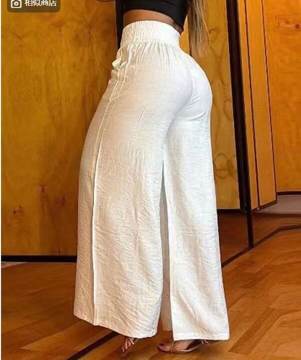 Solid Color Wide-Leg High-Waisted Loose Slimming Flared Pants European and American 2025 New Casual Versatile Fashion Clothing