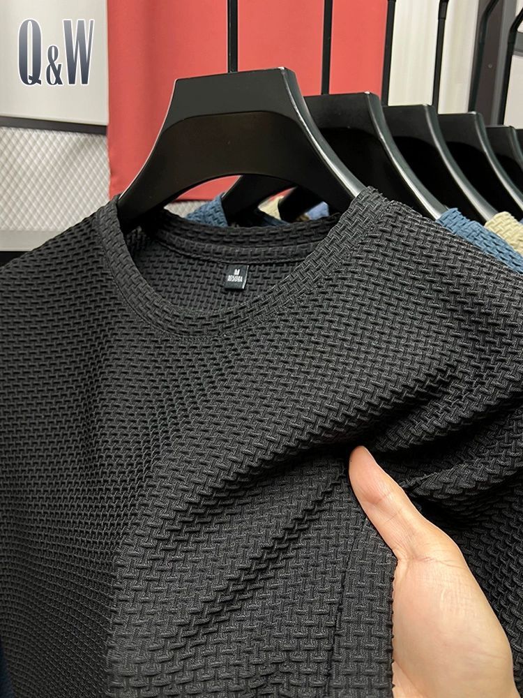 Bamboo Fiber Mesh Designer Short Sleeves Ice Silk T-shirt Men Short Sleeve Round Neck 2023 New Hot Sale Blood Men Base Shirt Summer Solid Color Thin