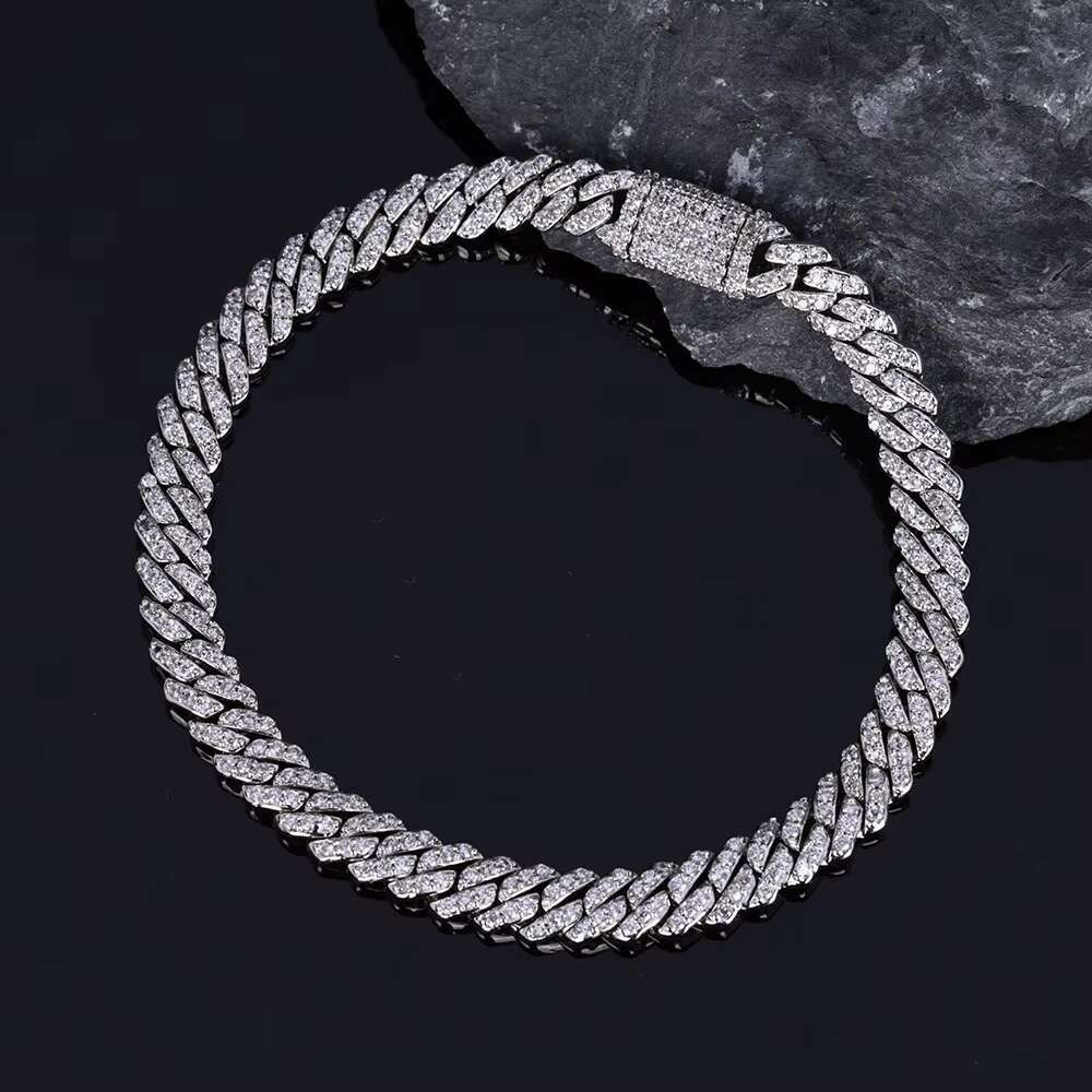 Factory Direct Sale 6MM Hip Hop Bracelet Cuban Chain Spring Buckle Single Row Zircon Cuban Bracelet for Men Jewelry
