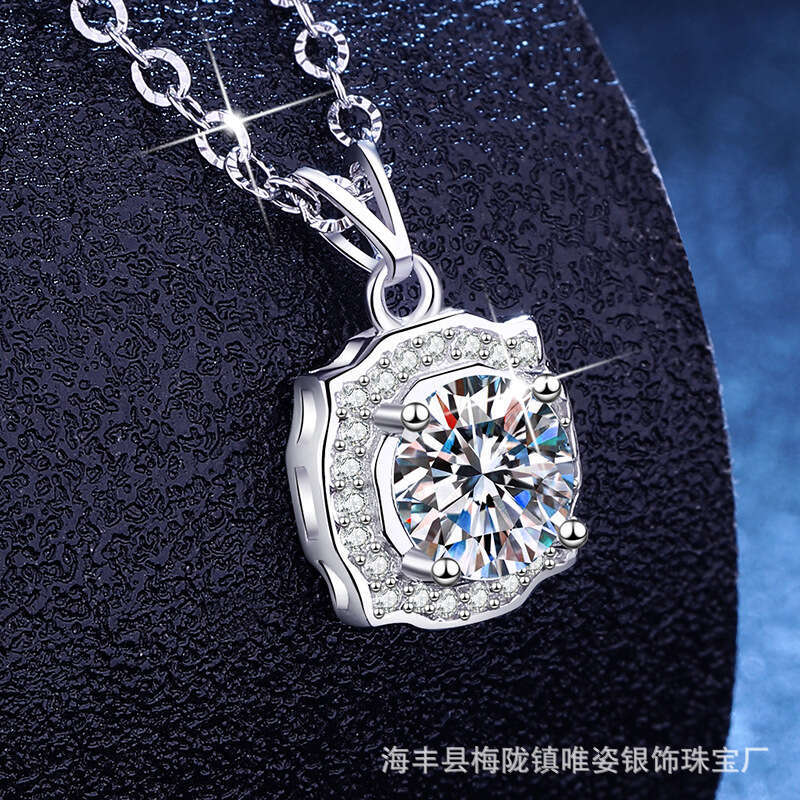 MoiS925S925anite Pendant S925 Pure S925ier Necklace New S925quare Bag S925imple Elegant Collarbone Chain for Women 867