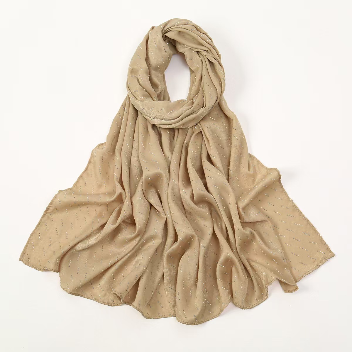 T1125 Hot sale popular new style hot diamond long scarf pure color simple all-match ethnic headscarf breathable skin-friendly scarf