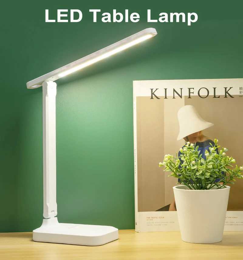LED Touch Switch Foldable Adjustable Table Lamp USB Plug-in Stepless Dimming Eye Protection Desk Lamp Bedside Lamp Desk Lamp XJ250703