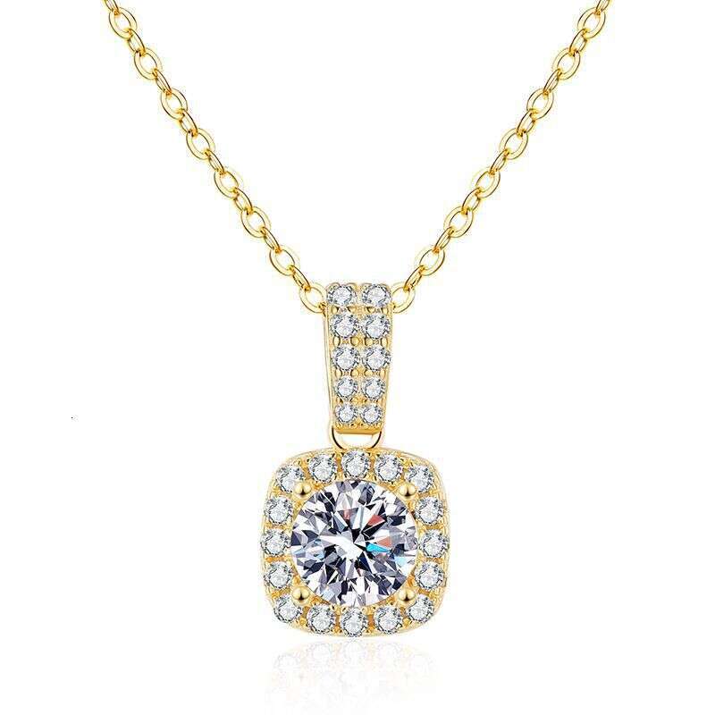 S925 S925terling S925ier Pendant ClaS925S925ic S925quare for Women D Color MoiS925S925anite Necklace f50