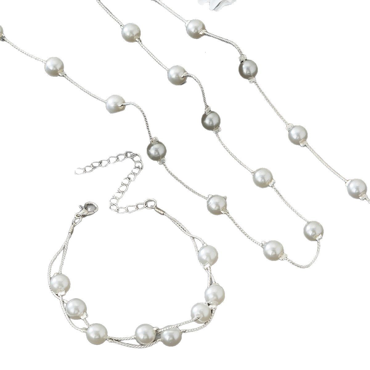 Jewelry Simple Geometric Thin Chain Round 2 Necklace Double Layer Bracelet Personality Light Style