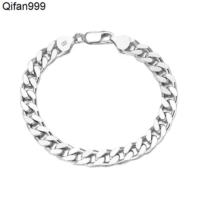 R.Gem. Italian Cuban Link Curb Chain 925 Sterling Silver Bracelet for Men Women