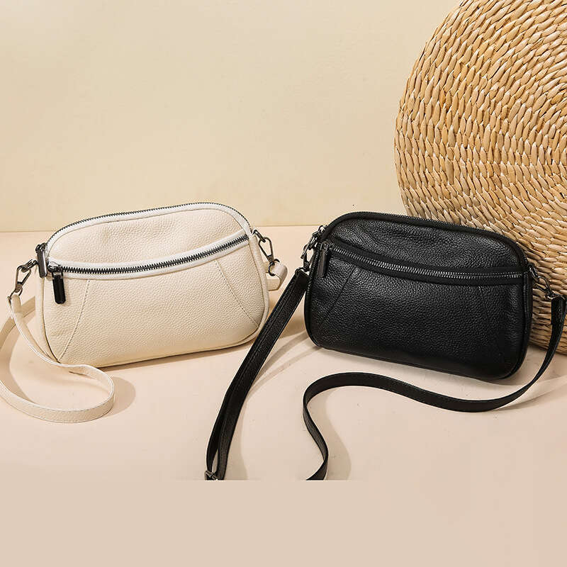 2025 New Trendy Versatile Soft Leather Crossbody for Women Mini Double Zipper Single Shoulder Small Bag