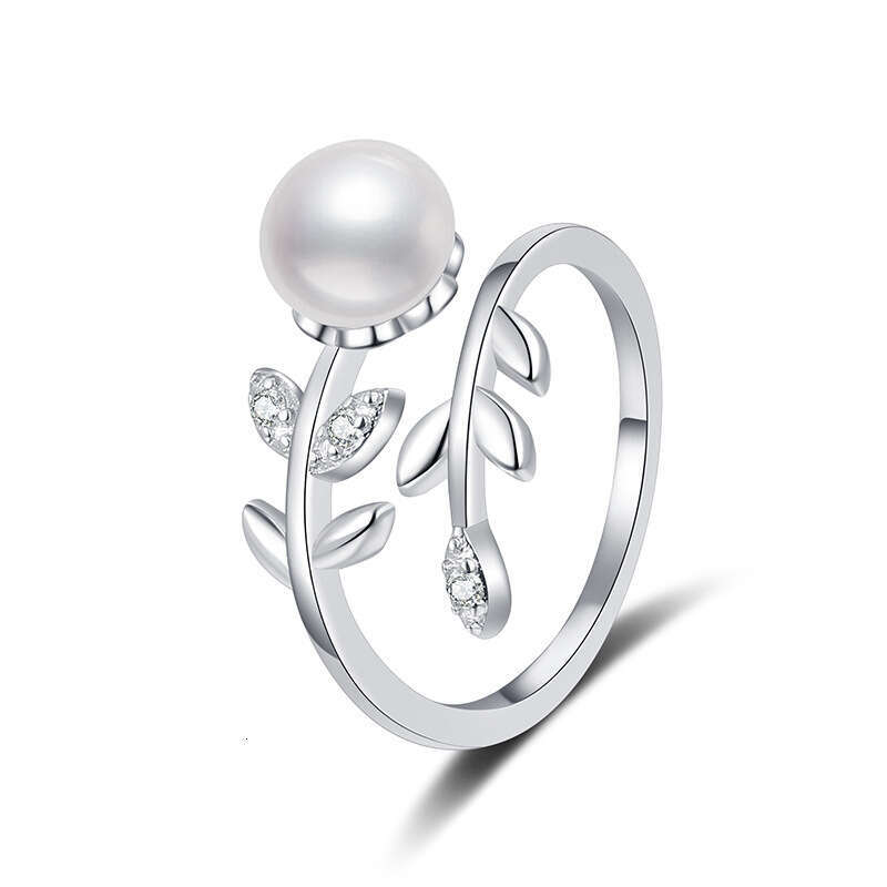 Chanel S925tyle S925 Pure for Women Natural FreS925hwater Pearl AdjuS925table S925ilver Ring b95