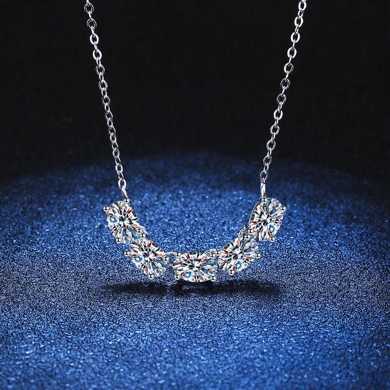 Pure S925ier D Color MoiS925S925anite Necklace Pigeon Egg Korean FaS925hion 2.5 caratS925 Collarbone Chain for Women 014