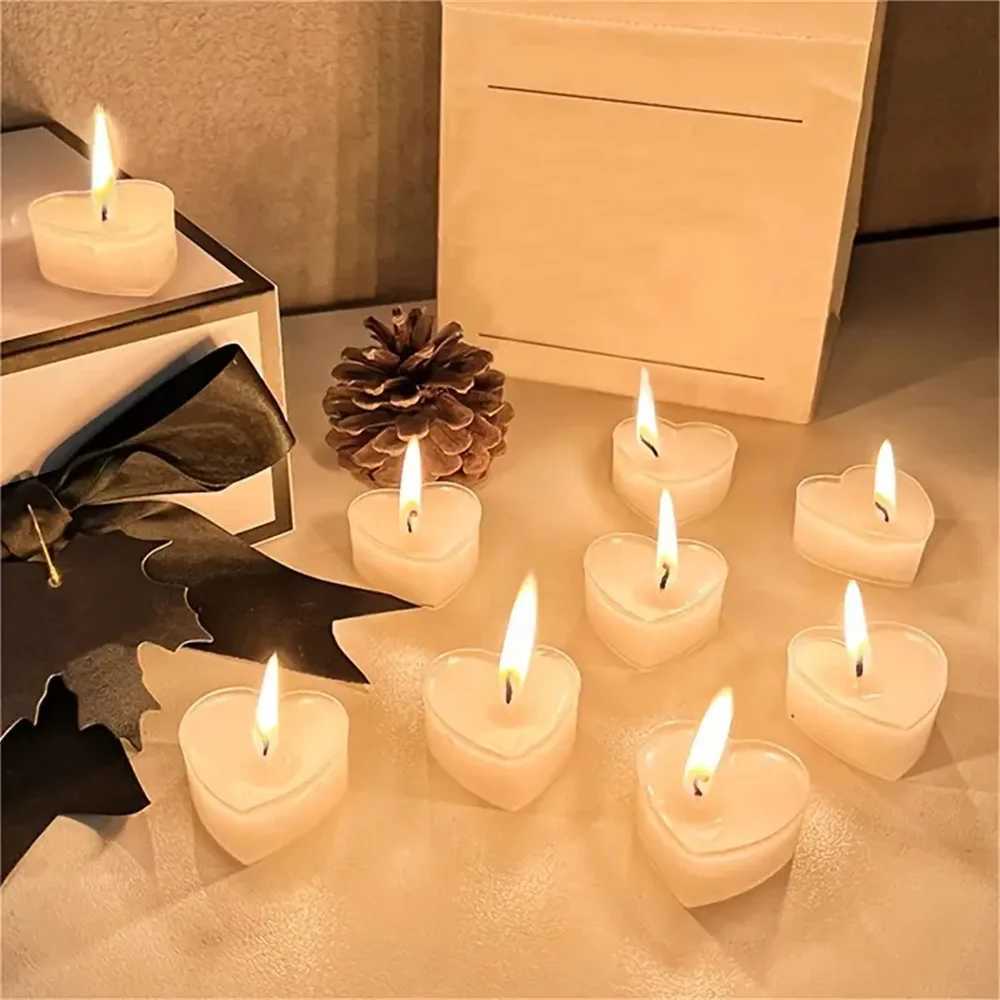 9pcs Heart-Shaped Scented Tea Candles Set Wedding Supplies Romantic Decor Creative Love Candle Marriage Proposals Birthday Gift W250704