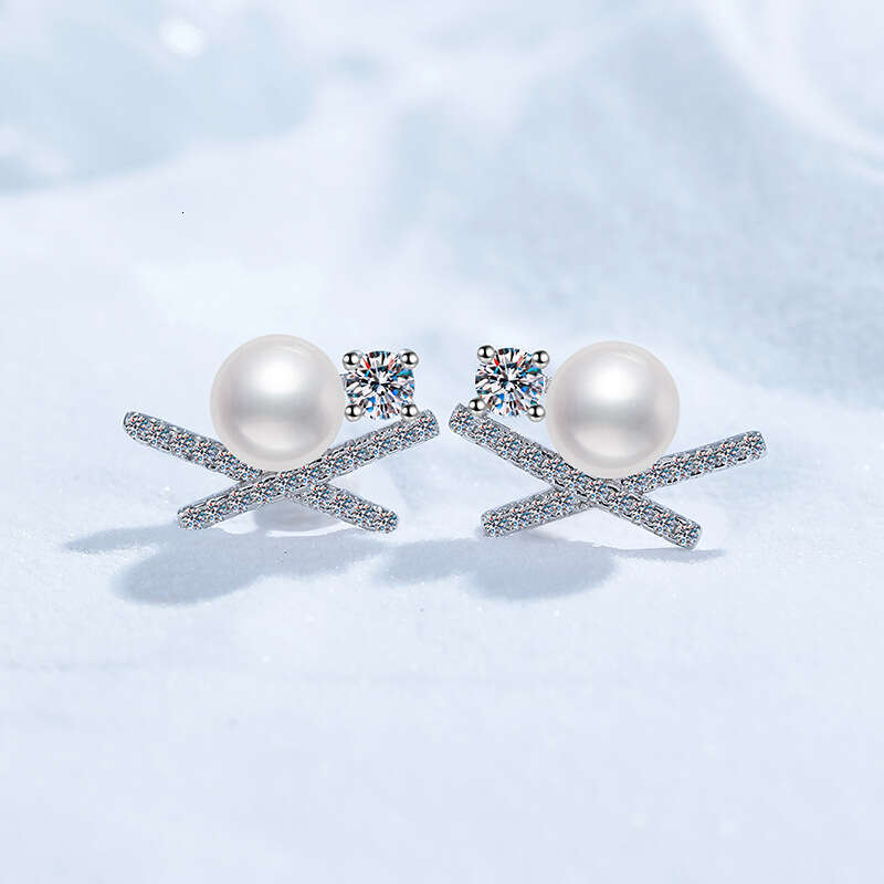 S925 S925terling S925ier FreS925hwater Pearl for Women Butterfly X-S925haped D Color 60 PointS925 MoiS925S925anite S925tud EarringS925 ffa