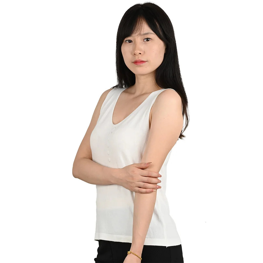 Spring Summer Knit Tank Tops Undershirt Women Sleeveless Vest T shirt Sexy V Neck Knitwear High Stretch Woman Thin Sweaters 250704