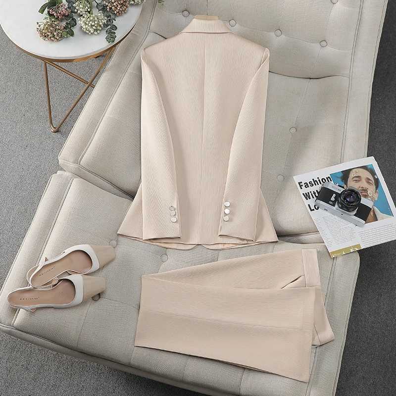 ZJYT Elegant Women Pant Sets 2 Pieces Womens Outfit 2025 Spring One Button Business Formal Blazer Trosuers Suit Plus Size Female X250704