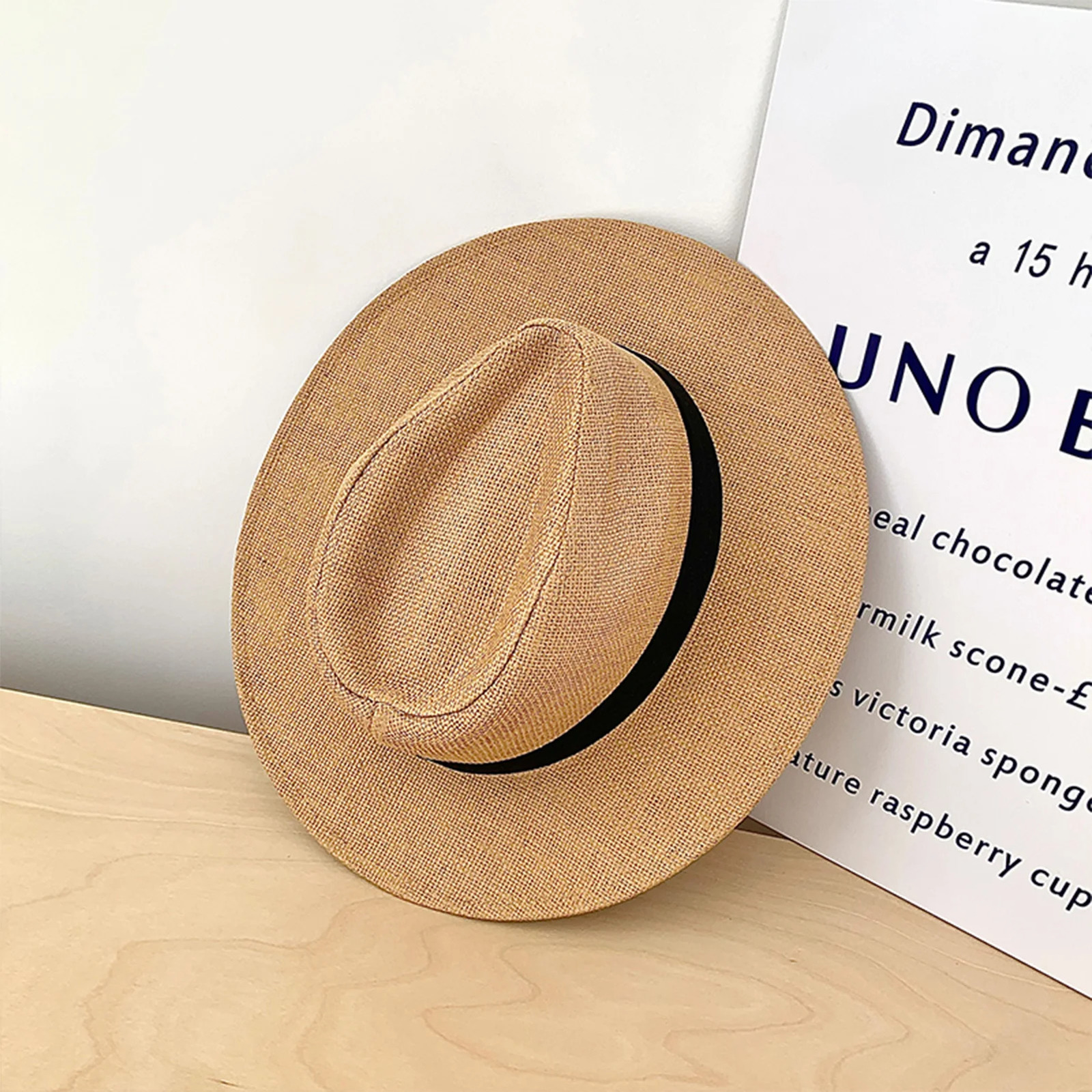Fashion Summer Casual Unisex Beach Trilby Large Brim Jazz Sun Hat Panama Hat Paper Straw Women Men Cap With Black Ribbon 250701