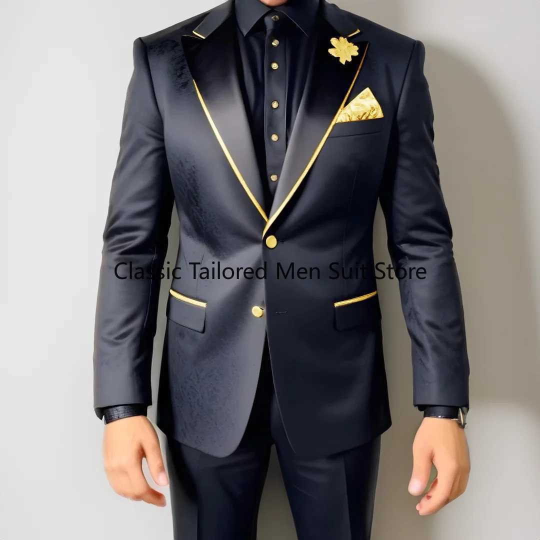 Mens Slim-Fit 2-Piece Wedding Tuxedo Suit Jacket Pants Male Grooming XS-5XL X250704