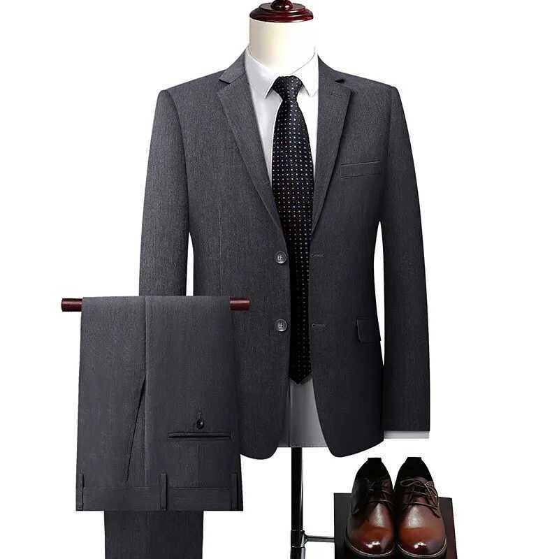 2025 new model men High quality four-sided stretch Formal Suit Jacket + Trousers 2-piece suit Mens Business suit size 5XL X250704
