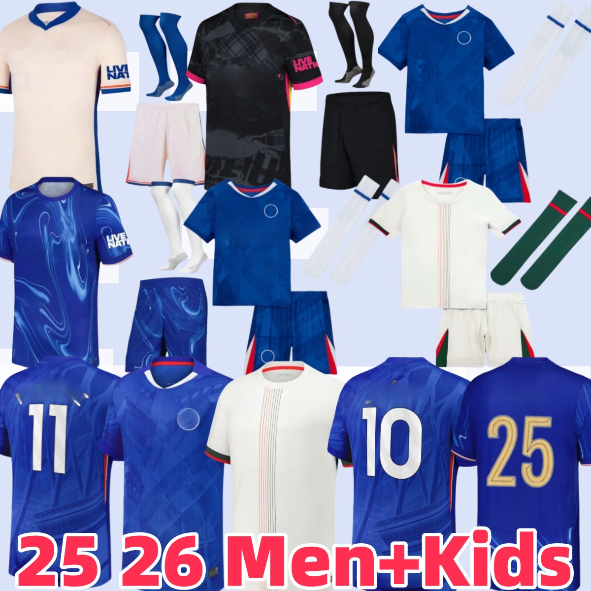 chelseas fc jersey 25 26 Cole Palmer Jadon Sancho Enzo Fernandez jersey Marc Cucurella Mykhailo Mudryk Caicedo kit kids Football Shirt cfc jersey long sleeves