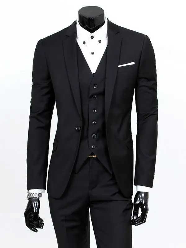New Mens Fashion Korean Slim Suits Sets Solid Blazer Jacket+Vest+Pants Three Pieces Sets Men Business Wedding Groom Blazer Sets X250704